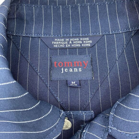 Tommy Jeans Vintage Y2K Size Medium Lightweight Shirt‎ Jacket Navy - Picture 10 of 12